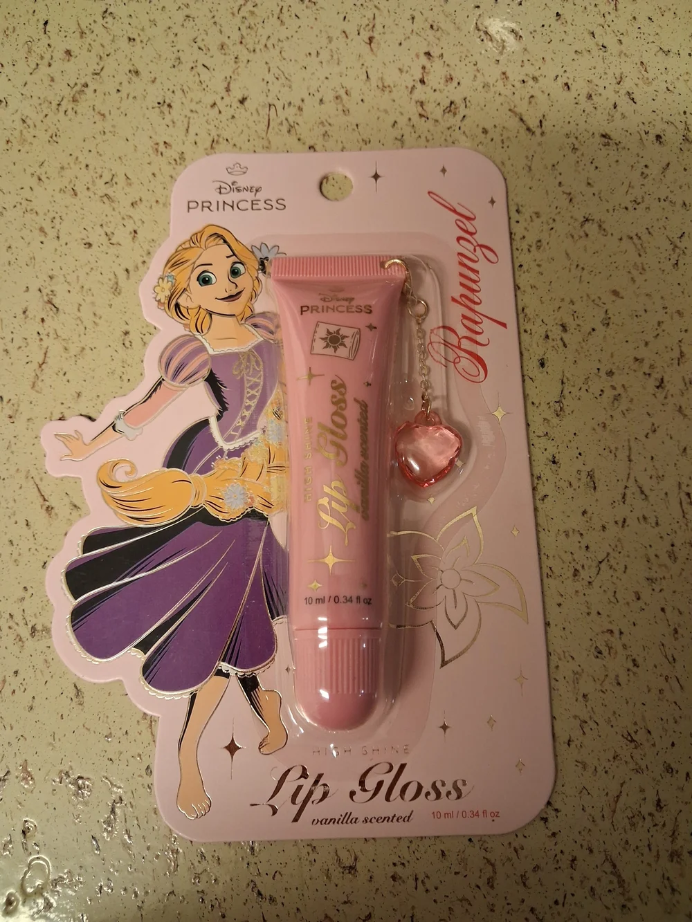 Disney Rapunzel Pink Lip Gloss with Heart Charm